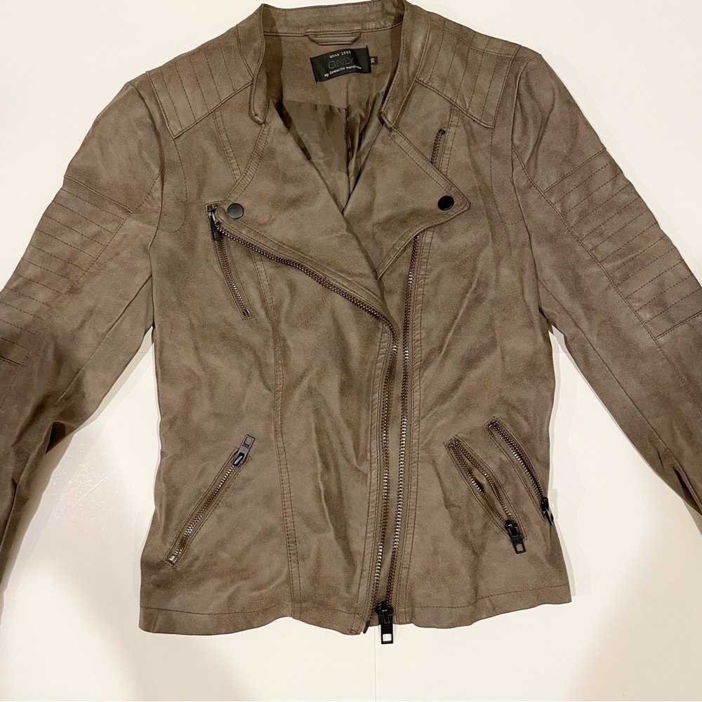 ONLY brown grey leather jacket